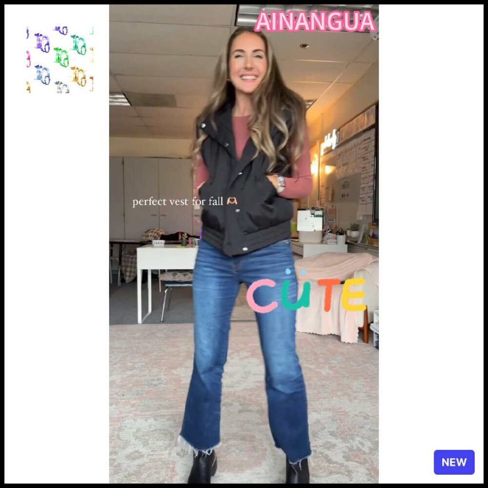 Cropped Puffer Vest Sleeveless Light Jacket Scrunch Collar Chic Minimal - Picture 7 of 8